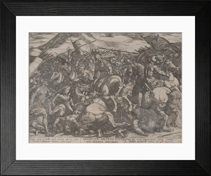 Framed Print : Plate 9: The Israelites Battling the Amalekites, from The Battles of the Old... ca Framed Print : Plate 9: The Israelites Battling the Amalekites, from The Battles of the Old... ca