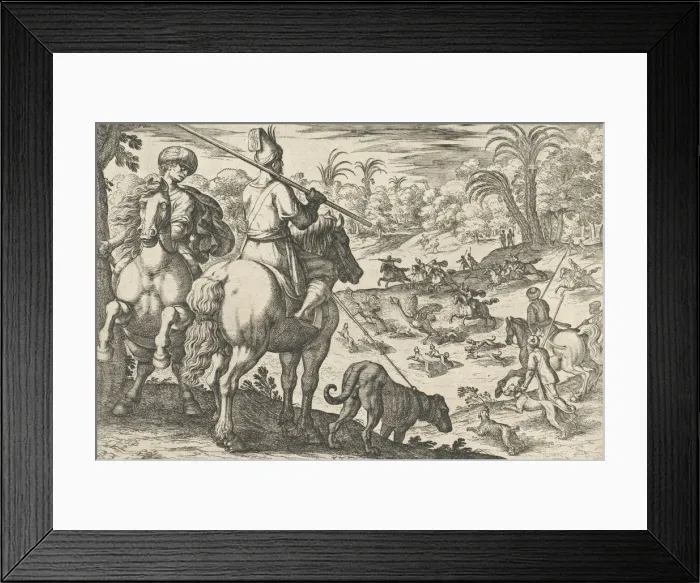 Framed Print : Ostrich Hunt, from Hunting Scenes VI, 1609. Creator: Antonio Tempesta Framed Print : Ostrich Hunt, from Hunting Scenes VI, 1609. Creator: Antonio Tempesta