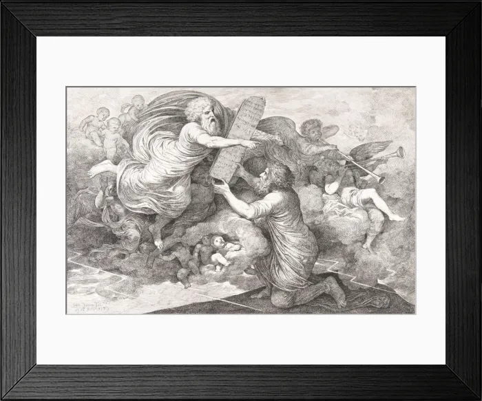 Framed Print : Moses on Sinai (Le tables de Loi judaique), 1773. Creator: Simon Julien Framed Print : Moses on Sinai (Le tables de Loi judaique), 1773. Creator: Simon Julien