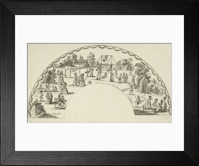 Framed Print : Design for a fan, 18th century. Creator: Anon Framed Print : Design for a fan, 18th century. Creator: Anon