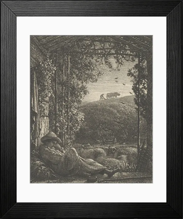 Framed Print : The Sleeping Shepherd; Early Morning, 1857. Creator: Samuel Palmer Framed Print : The Sleeping Shepherd; Early Morning, 1857. Creator: Samuel Palmer