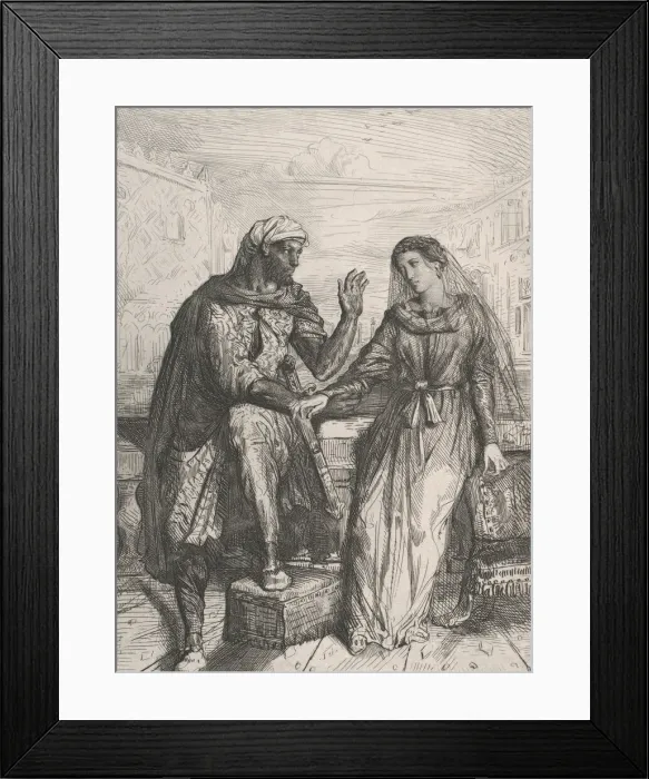 Framed Print : She thank d me: plate 2 from Othello (Act 1, Scene 3), 1844. Creator: Theodore Chasseriau Framed Print : She thank d me: plate 2 from Othello (Act 1, Scene 3), 1844. Creator: Theodore Chasseriau