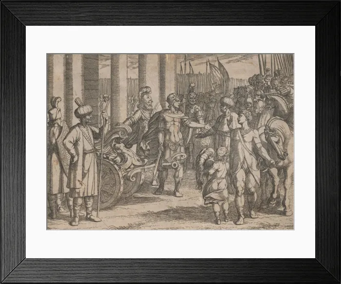 Framed Print : Plate 2: Alexander Cutting the Gordian Knot, from The Deeds of Alexander the Great, 1608 Framed Print : Plate 2: Alexander Cutting the Gordian Knot, from The Deeds of Alexander the Great, 1608