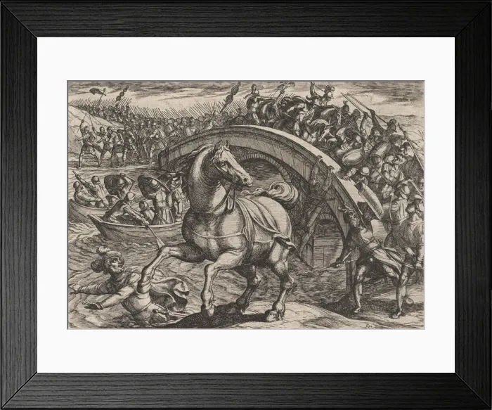 Framed Print : Plate 31: Civilis Forced to Dismount and Swim Across the River Framed Print : Plate 31: Civilis Forced to Dismount and Swim Across the River