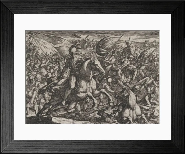 Framed Print : Plate 30: Cerialis Driving the Dutch into the Rhine, from The War of the Romans Against Framed Print : Plate 30: Cerialis Driving the Dutch into the Rhine, from The War of the Romans Against