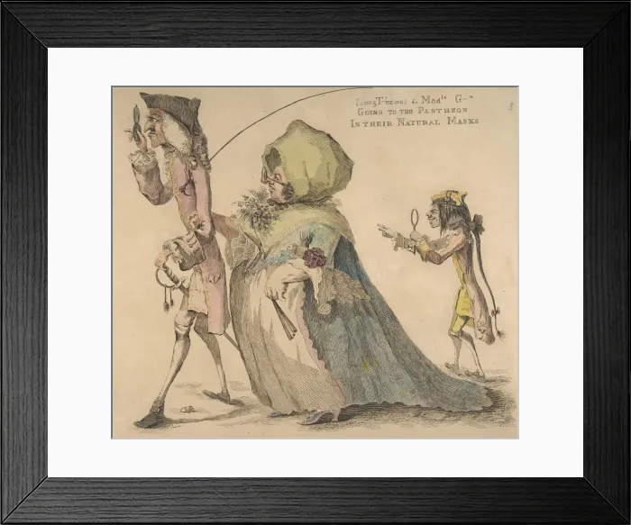 Framed Print : Long Thomas and Mad-le G-d Going to the Pantheon in Their Natural Masks, May 1, 1773 Framed Print : Long Thomas and Mad-le G-d Going to the Pantheon in Their Natural Masks, May 1, 1773