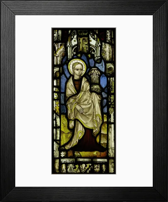 Framed Print : Stained Glass Panel with St. Barbara, British, ca. 1450. Creator: Unknown Framed Print : Stained Glass Panel with St. Barbara, British, ca. 1450. Creator: Unknown