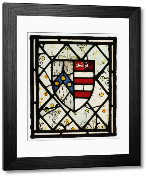 Framed Print : Panel with Heraldic Shield of Johnson, British, ca. 1500. Creator: Unknown Framed Print : Panel with Heraldic Shield of Johnson, British, ca. 1500. Creator: Unknown