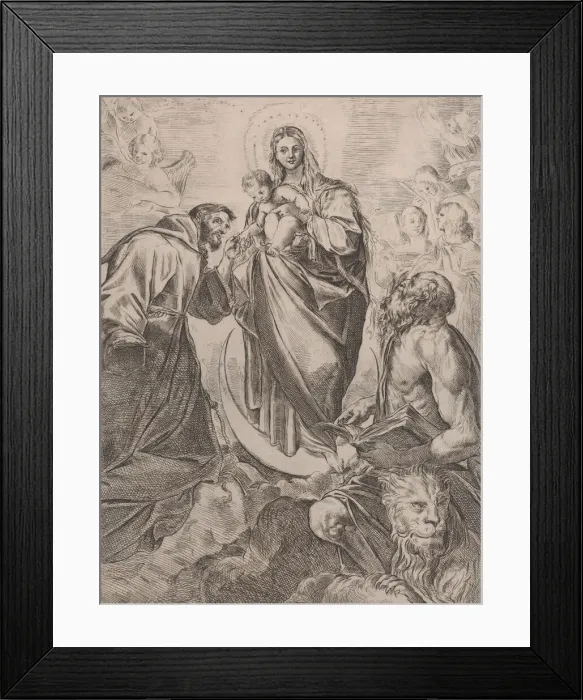 Framed Print : The Virgin with Saints Jerome and Francis, 1660-80. Creator: Girolamo Rossi Framed Print : The Virgin with Saints Jerome and Francis, 1660-80. Creator: Girolamo Rossi