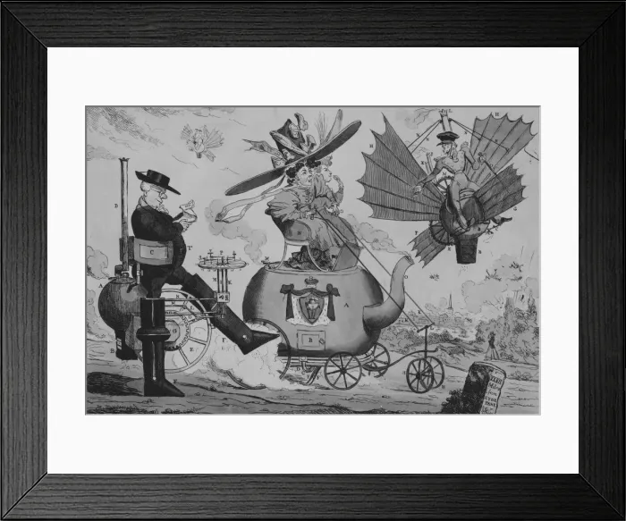 Framed Print : Locomotion: Walking by Steam, Riding by Steam, Flying by Steam, ca. 1830 Framed Print : Locomotion: Walking by Steam, Riding by Steam, Flying by Steam, ca. 1830