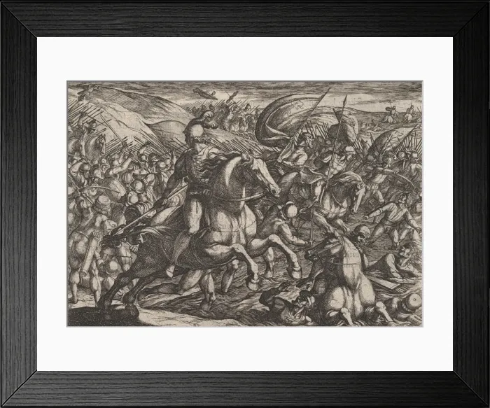 Framed Print : Plate 30: Cerialis Driving the Dutch into the Rhine, from The War of the Romans Against Framed Print : Plate 30: Cerialis Driving the Dutch into the Rhine, from The War of the Romans Against