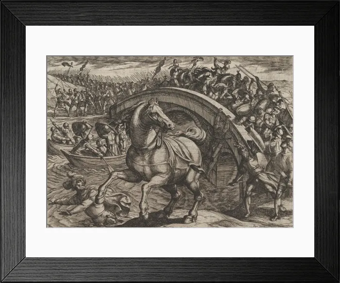 Framed Print : Plate 31: Civilis Forced to Dismount and Swim Across the River Framed Print : Plate 31: Civilis Forced to Dismount and Swim Across the River
