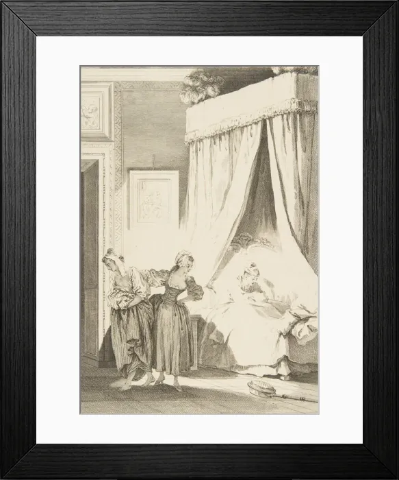 Framed Print : La Gageure des trois Commeres: La Servante, from Contes et nouvelles en vers Framed Print : La Gageure des trois Commeres: La Servante, from Contes et nouvelles en vers
