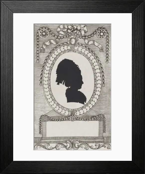 Framed Print : Silhouette of Grafin Enzenberg, Stiftsfraulein, 1784-1834 Framed Print : Silhouette of Grafin Enzenberg, Stiftsfraulein, 1784-1834