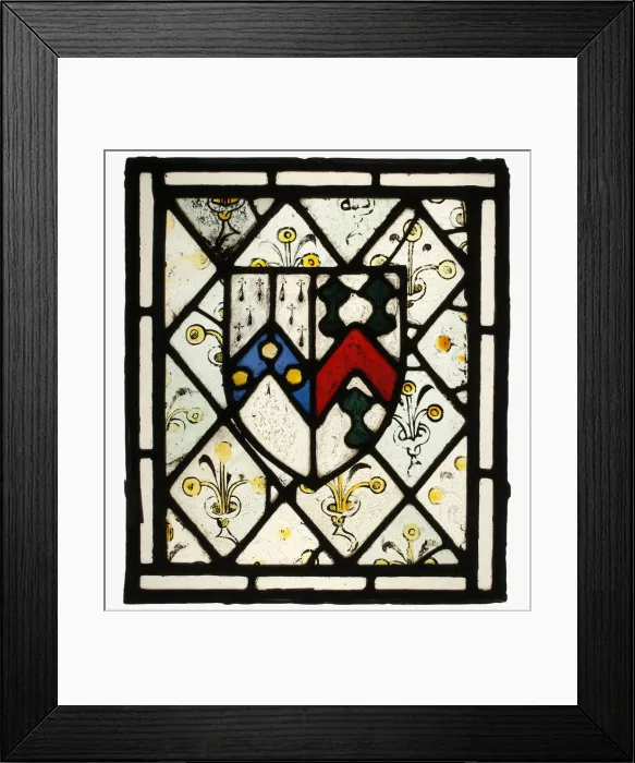 Framed Print : Panel with Heraldic Shield of Johnson, British, ca. 1500. Creator: Unknown Framed Print : Panel with Heraldic Shield of Johnson, British, ca. 1500. Creator: Unknown