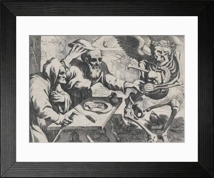 Framed Print : Old Couple and Death with Bagpipes, 1612. Creator: Werner Jacobsz. van den Valckert Framed Print : Old Couple and Death with Bagpipes, 1612. Creator: Werner Jacobsz. van den Valckert
