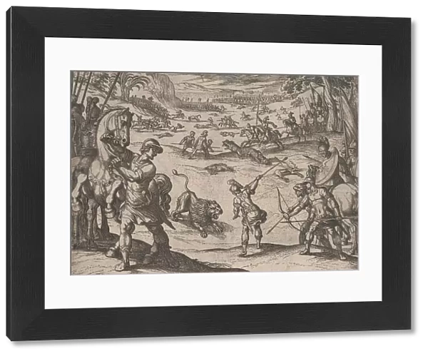 Plate 11: Alexanders Lion Hunt, from The Deeds of Alexander the Great, 1608