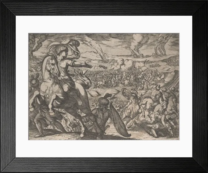 Framed Print : Plate 6: Darius Fleeing from the Battlefield, from The Deeds of Alexander the Great, 1608 Framed Print : Plate 6: Darius Fleeing from the Battlefield, from The Deeds of Alexander the Great, 1608