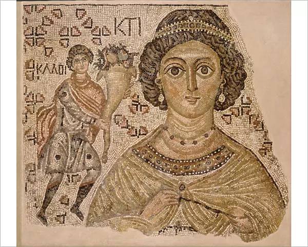 Fragment of a Floor Mosaic with a Personification of Ktisis, Byzantine, 500-550
