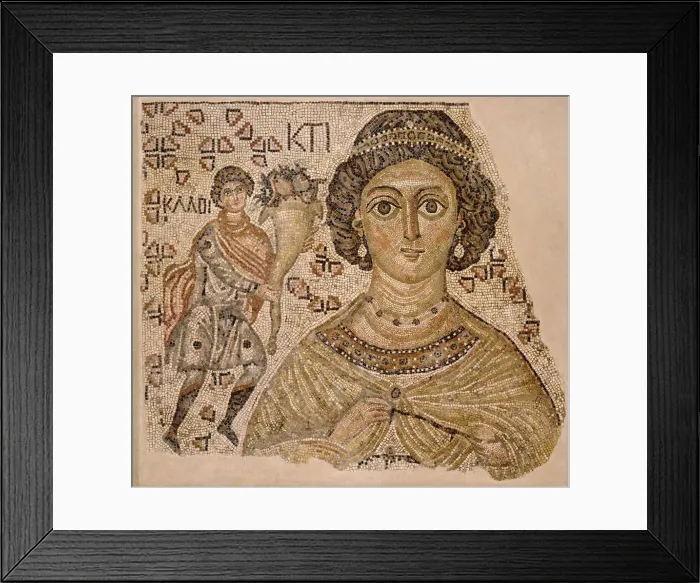 Framed Print : Fragment of a Floor Mosaic with a Personification of Ktisis, Byzantine, 500-550 Framed Print : Fragment of a Floor Mosaic with a Personification of Ktisis, Byzantine, 500-550