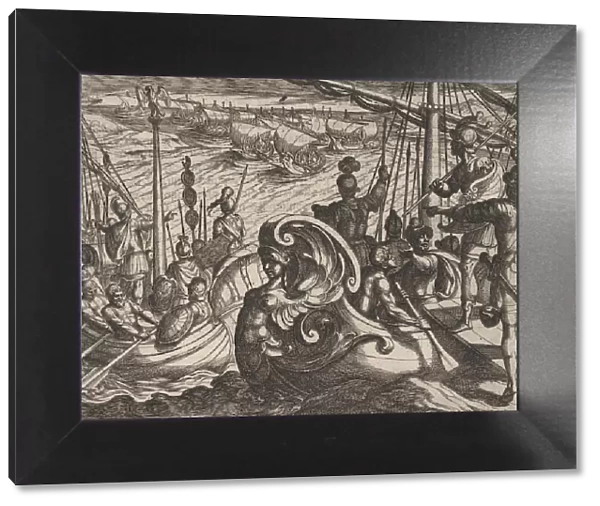 Plate 33: Dutch and Roman Flotillas on the Rhine, from The War of the Romans Against the