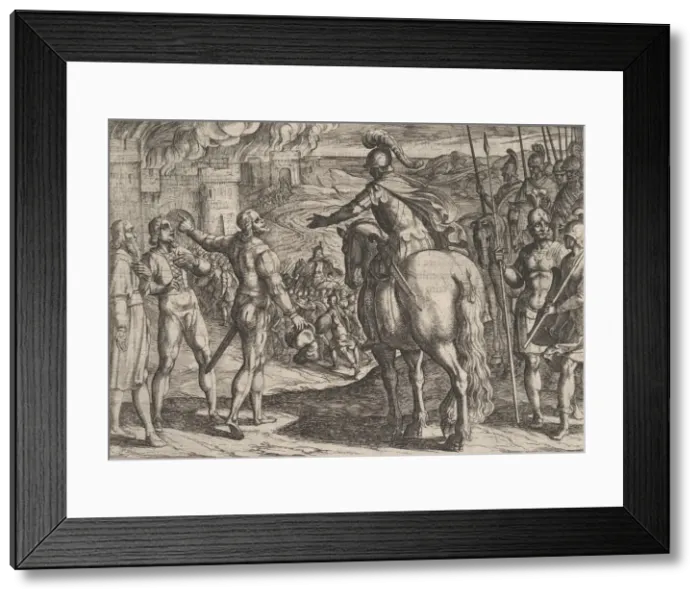 Framed Print : Plate 34: The Romans Burning the Dutch Countryside, from The War of the Romans Against Framed Print : Plate 34: The Romans Burning the Dutch Countryside, from The War of the Romans Against