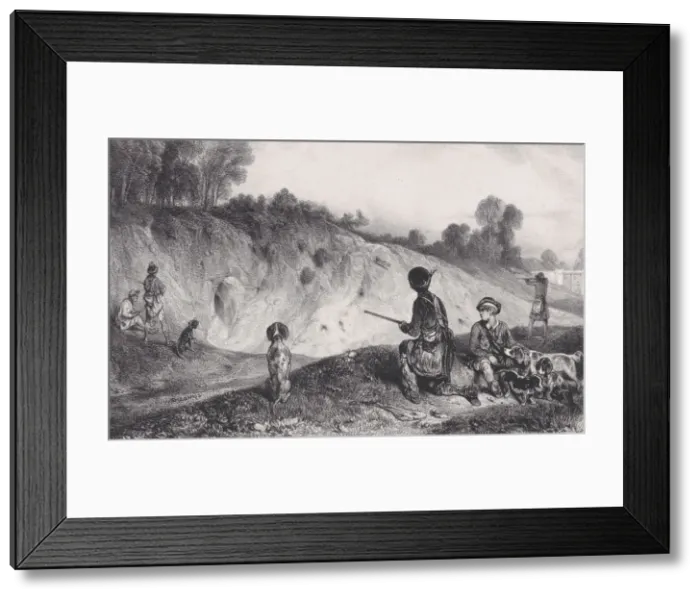 Framed Print : Hunting a Ferret with Blanks, from the series Hunting Scenes, 1829 Framed Print : Hunting a Ferret with Blanks, from the series Hunting Scenes, 1829