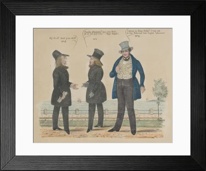 Framed Print : Three Loafers (Trois Originaux), 1836-41. Creator: Alfred E. Baker Framed Print : Three Loafers (Trois Originaux), 1836-41. Creator: Alfred E. Baker