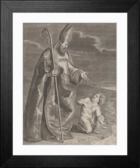 Framed Print : Saint Augustine, appearing to a child on a beach, ca. 1662-95. ca. 1662-95 Framed Print : Saint Augustine, appearing to a child on a beach, ca. 1662-95. ca. 1662-95