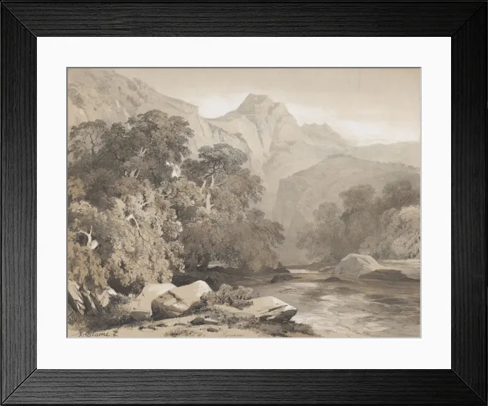 Framed Print : Landscape, 19th century. Creator: Alexandre Calame Framed Print : Landscape, 19th century. Creator: Alexandre Calame