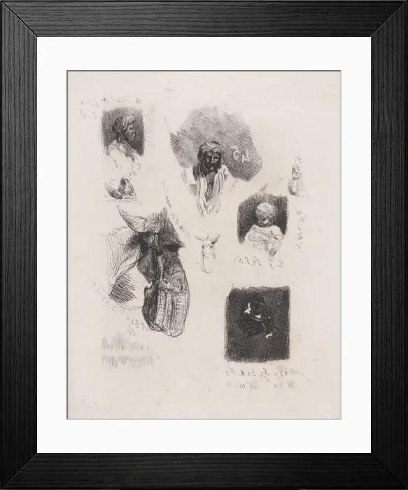 Framed Print : Leaf of Sketches, 1833-38. Creator: Alexandre Gabriel Decamps Framed Print : Leaf of Sketches, 1833-38. Creator: Alexandre Gabriel Decamps