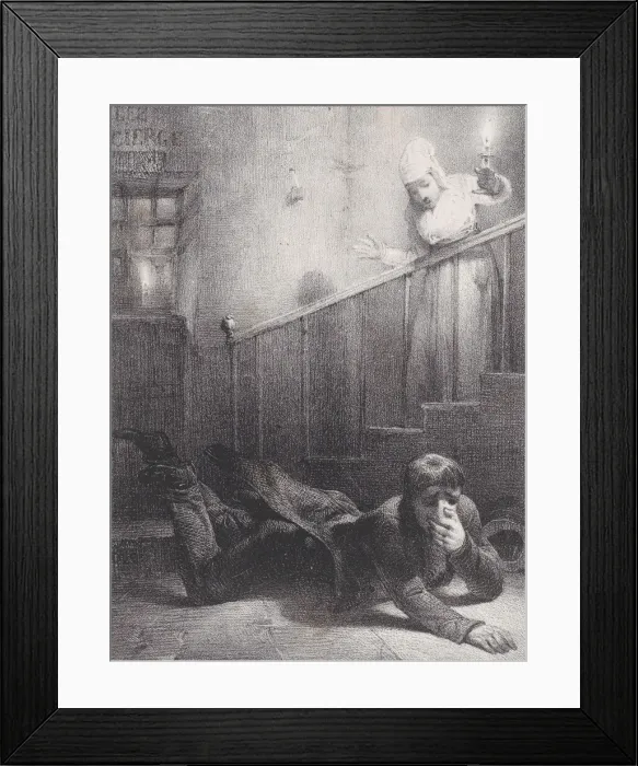 Framed Print : A Fall Down the Stairs, 1834-35. Creator: Alexandre Gabriel Decamps