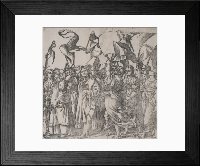 Framed Print : Section C: female martyrs and saints holding banners, from The Triumph of Christ, 1836 Framed Print : Section C: female martyrs and saints holding banners, from The Triumph of Christ, 1836