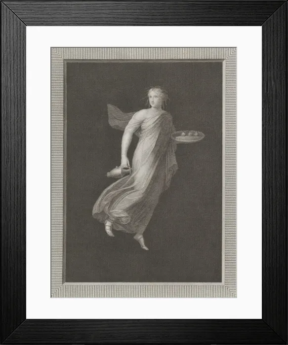 Framed Print : A bacchante holding a pitcher in her right hand and carrying in her left hand an oval Framed Print : A bacchante holding a pitcher in her right hand and carrying in her left hand an oval