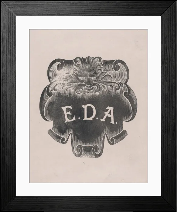 Framed Print : Counterproof of an impression from a name plate for Edward D. Adams, ca. 1892 Framed Print : Counterproof of an impression from a name plate for Edward D. Adams, ca. 1892