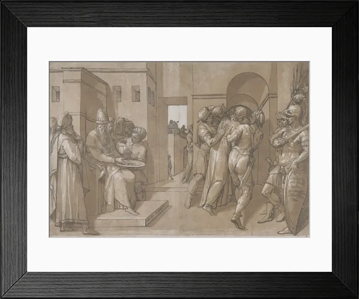Framed Print : Christ is being led away, soldiers stand at the right (right side of sheet), 1585 Framed Print : Christ is being led away, soldiers stand at the right (right side of sheet), 1585