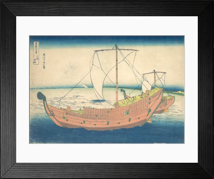 Framed Print : At Sea off Kazusa (Kazusa no kairo), from the series Thirty-six Views of Mount Fuji
