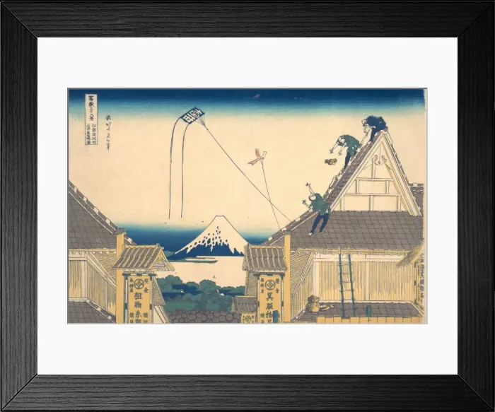 Framed Print : Mitsui Shop at Surugacho in Edo (Edo Surugacho Mitsui mise ryaku zu), from the seri Framed Print : Mitsui Shop at Surugacho in Edo (Edo Surugacho Mitsui mise ryaku zu), from the seri