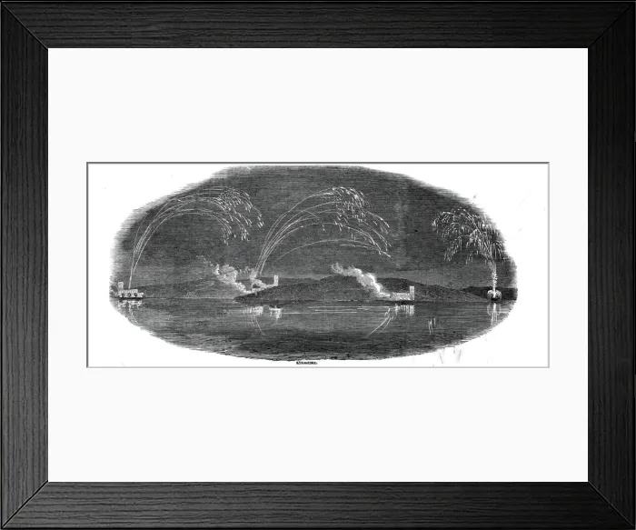 Framed Print : Illumination of the Rhine, from Stolzenfels, 1845. Creator: Ebenezer Landells Framed Print : Illumination of the Rhine, from Stolzenfels, 1845. Creator: Ebenezer Landells