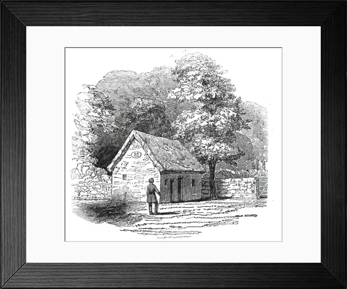 Framed Print : Cottage of the Black Dwarf, 1845. Creator: Unknown Framed Print : Cottage of the Black Dwarf, 1845. Creator: Unknown