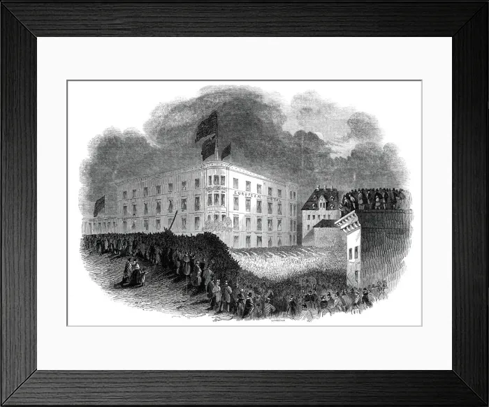 Framed Print : Torch-light concert at Mayence, 1845. Creator: Ebenezer Landells Framed Print : Torch-light concert at Mayence, 1845. Creator: Ebenezer Landells