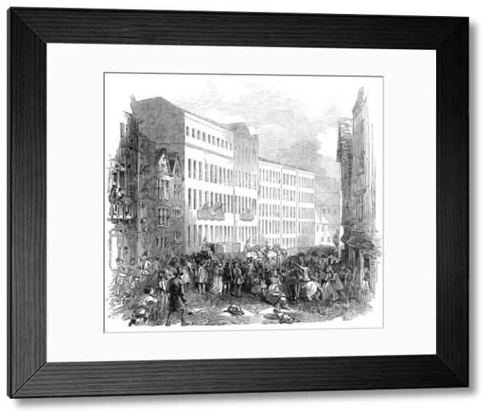 Framed Print : The Royal Party changing horses, Die Ziel, Frankfurt, 1845. Creator: Unknown Framed Print : The Royal Party changing horses, Die Ziel, Frankfurt, 1845. Creator: Unknown