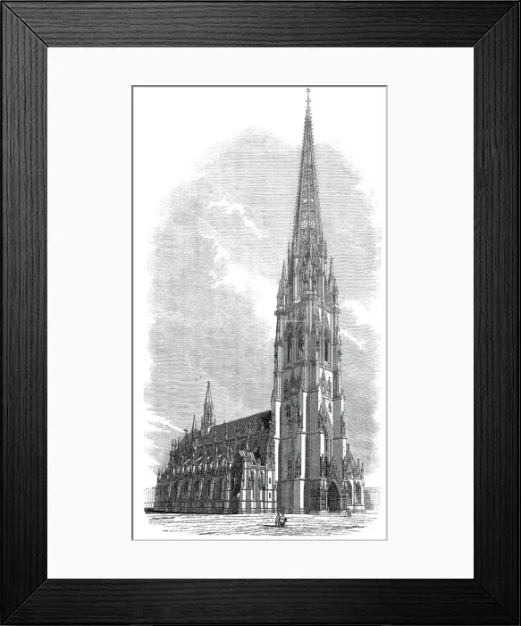 Framed Print : The new Church of St. Nicholas at Hamburg, 1845. Creator: Unknown Framed Print : The new Church of St. Nicholas at Hamburg, 1845. Creator: Unknown