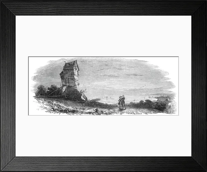 Framed Print : Ruined windmill, 1845. Creator: Unknown Framed Print : Ruined windmill, 1845. Creator: Unknown