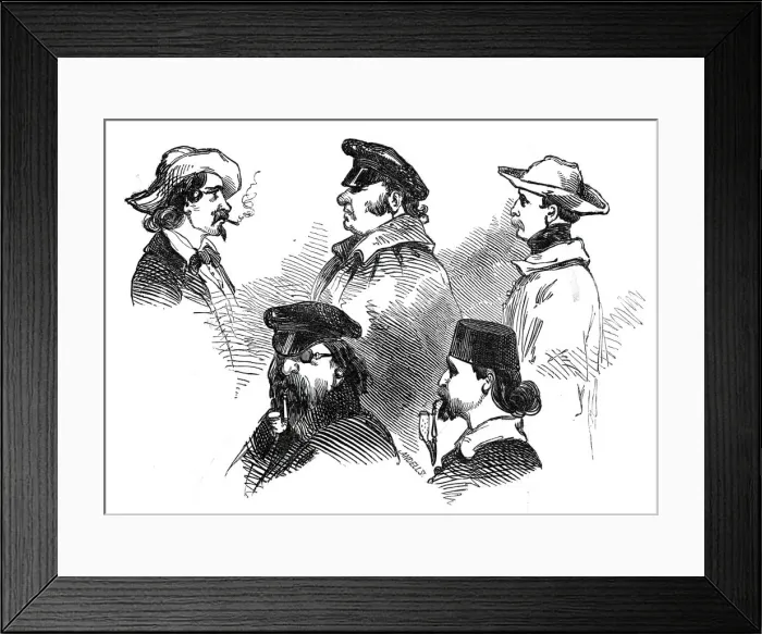 Framed Print : Steam-boat passengers on the Rhine, 1845. Creator: Unknown Framed Print : Steam-boat passengers on the Rhine, 1845. Creator: Unknown