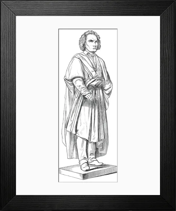 Framed Print : Statue of Beethoven, at Bonn, 1845. Creator: Unknown Framed Print : Statue of Beethoven, at Bonn, 1845. Creator: Unknown
