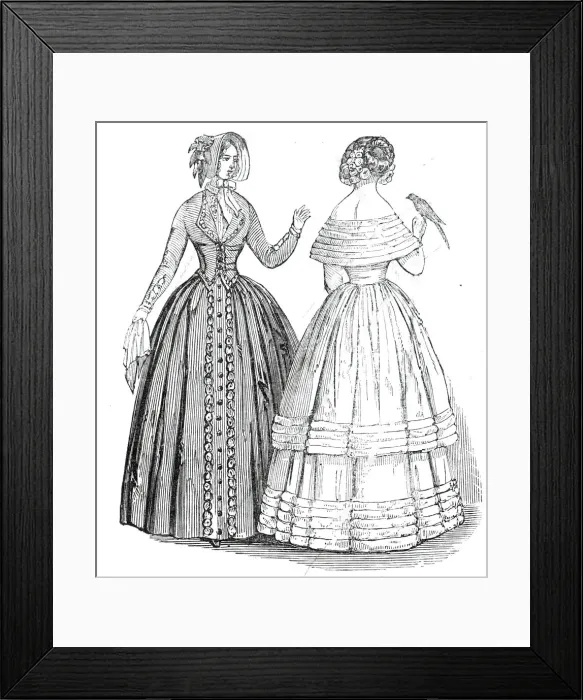 Framed Print : Fashions for August, 1845. Creator: Unknown Framed Print : Fashions for August, 1845. Creator: Unknown