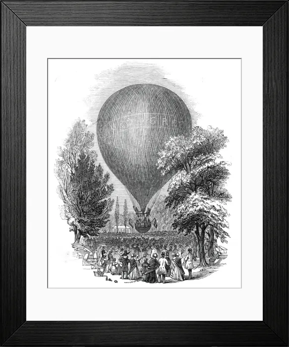Framed Print : Ascent of Mr Greens Balloon, 1845. Creator: Unknown Framed Print : Ascent of Mr Greens Balloon, 1845. Creator: Unknown