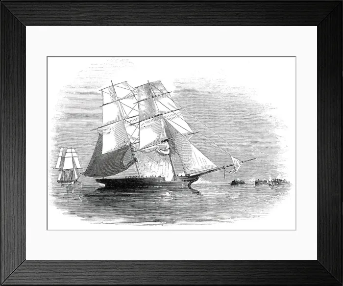Framed Print : Capture of a pirate slaver on the western coast of Africa, 1845. Creator: Unknown Framed Print : Capture of a pirate slaver on the western coast of Africa, 1845. Creator: Unknown