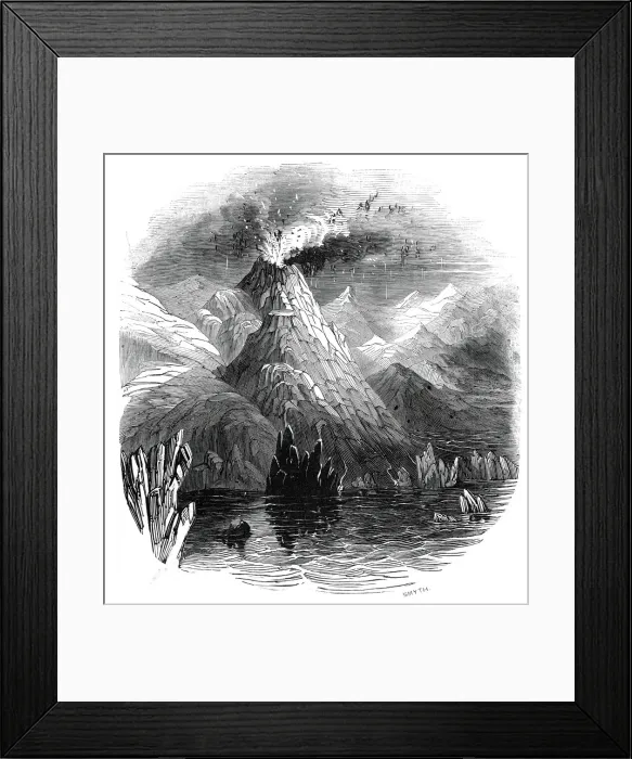 Framed Print : Eruption of Mount Hecla, 1845. Creator: Smyth Framed Print : Eruption of Mount Hecla, 1845. Creator: Smyth